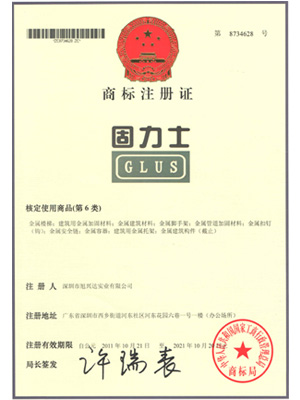 GLUS Trademark Registration Certificate